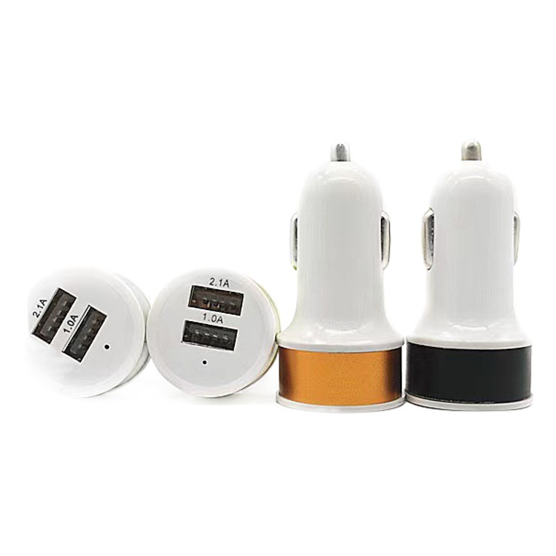 Aluminum alloy round double USB 1A, 2.4A car charger car charger