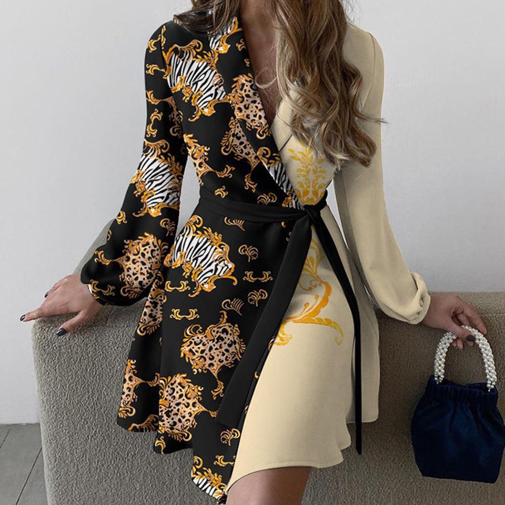 Women's Pencil Skirt Fashion V Neck Printing Long Sleeve Flower Butterfly Above Knee Daily display picture 3