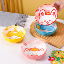 hi卡通系列陶瓷花边碗水果沙拉碗6英寸家用饭碗动物手绘釉下彩碗