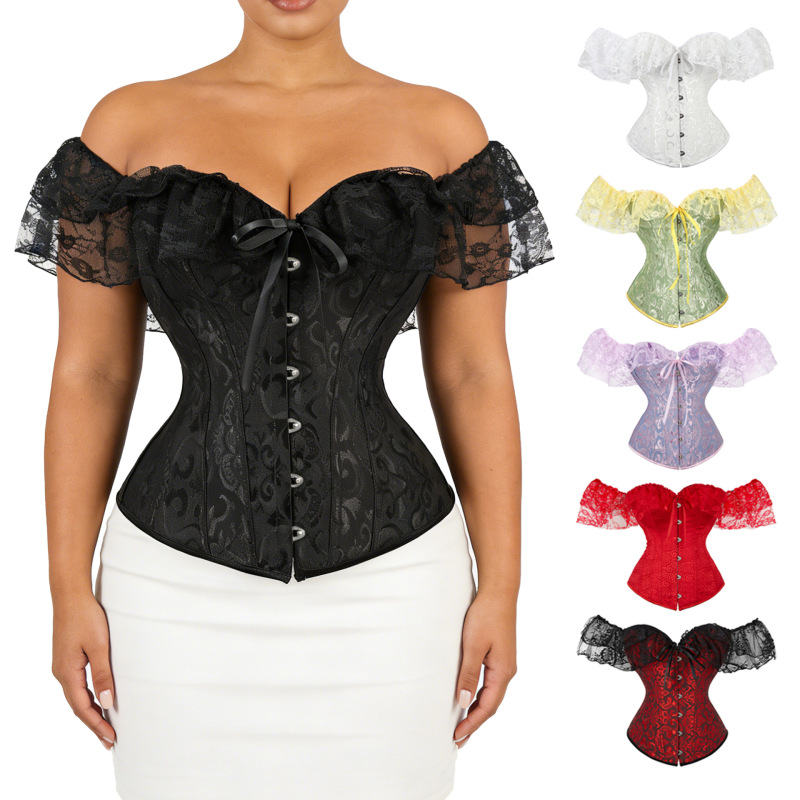 Shapewear Lace Corset Plus Size Bustier Waist Cincher Corset Hollow Waist Protector Tummy Control Shapewear