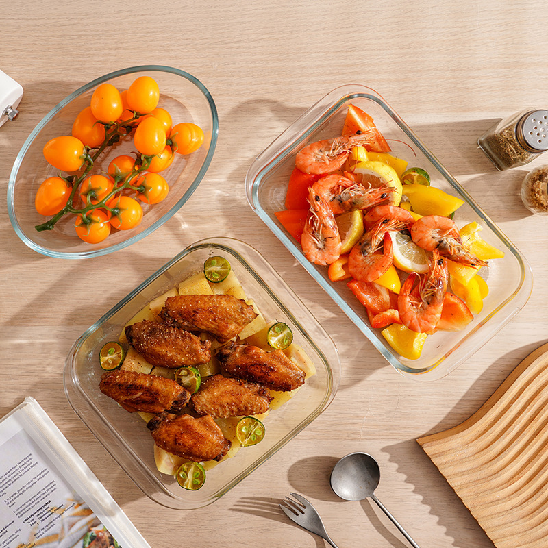Factory Direct Sales Glass Baking Pan for Juice, Small Seafood Plate, Microwave Oven, Multi-Style Household Grilled Fish Plate Utensils, High Temperature Resistance