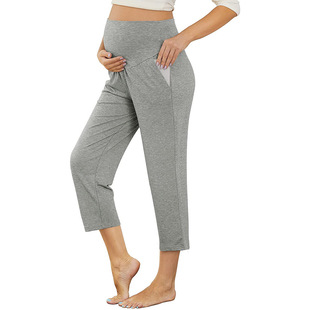 Amazon Pregnant Women's Pants 2024 New Women's Yoga Pants Cross-border Foreign Trade Online Red Women's Pants Capri Pants 10 Colors