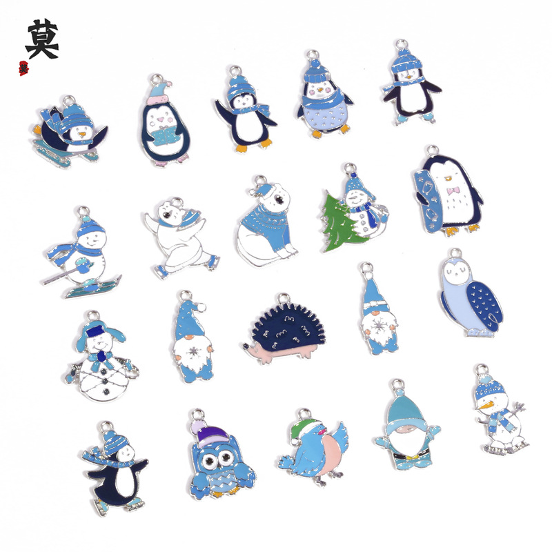 winter pendant diy jewelry polar bear penguin ski zinc alloy accessories necklace keychain
