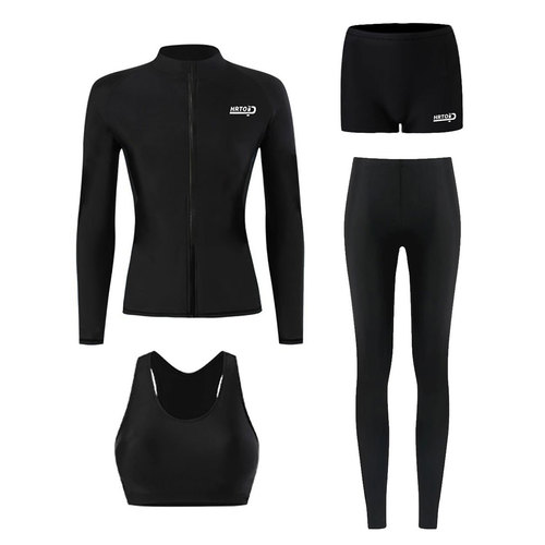 Women's Plus-Size Split Swimsuit with Long Sleeves and Pants: Sun-Protective, Quick-Drying, Modest Fit, Slimming Design—Perfect for Snorkeling and Diving