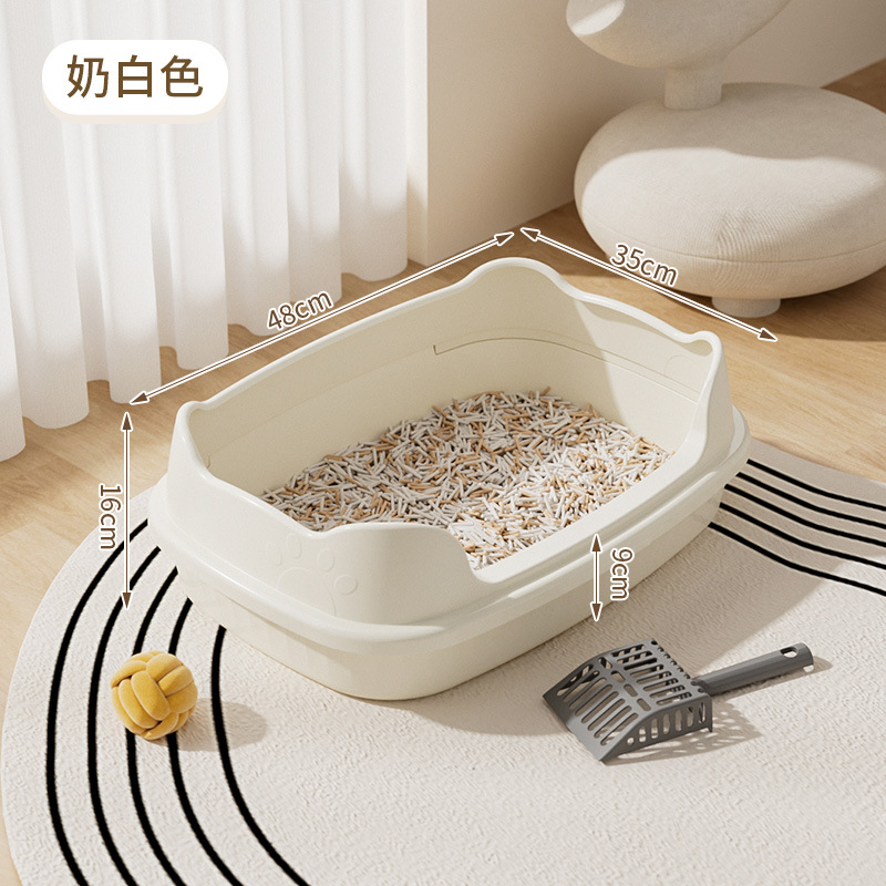 Lavabo de arena para gatos de gran tamaño, semicerrado, abierto, alto, anti-salpicaduras, inodoro para gatos, lavabo de arena para gatos extra grande, lavabo para heces para gatos