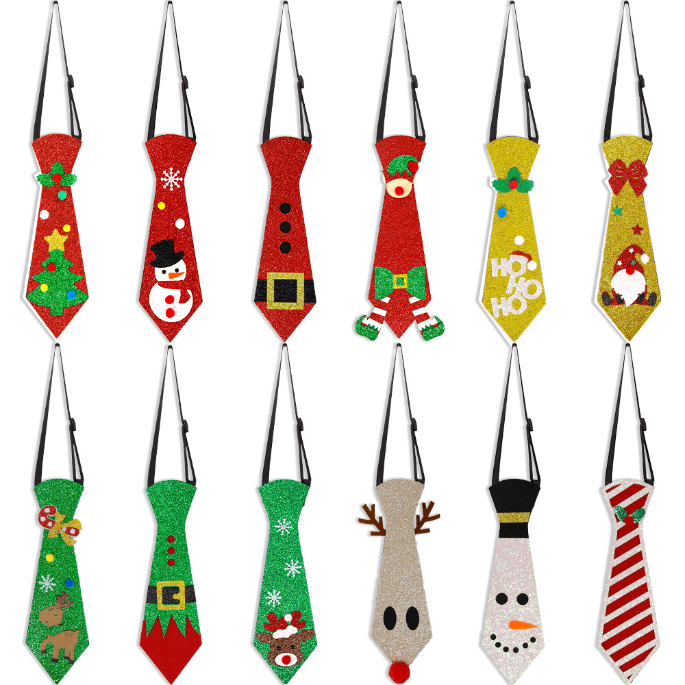 Amazon New Felt Christmas Tie Christmas Ornaments Snowman Elk Christmas Tree Tie Party Decoration