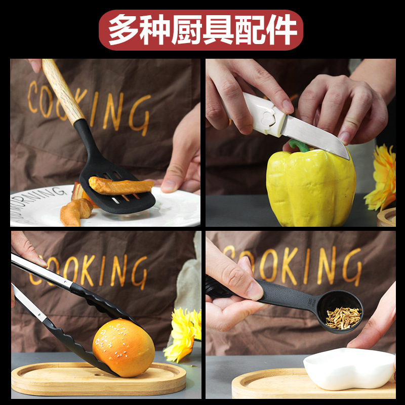 Espátula de silicona, cuchara de sopa, juego de 12 piezas, sartén antiadherente, pala de silicona de grado alimenticio, juego de utensilios de cocina de silicona resistente a altas temperaturas para el hogar