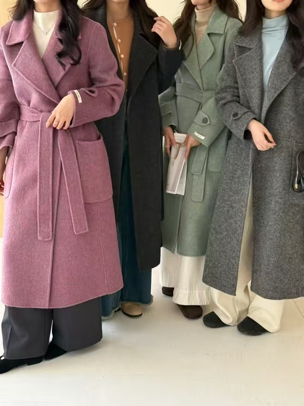 2025双面羊毛大衣 长款浴袍款式宽松细带保暖加厚羊毛呢外套女|undefined