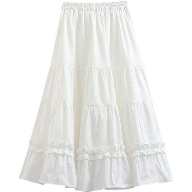 White High-Waisted A-Line Skirt for Women, Spring and Autumn 2026 New Style, Long Skirt, Autumn Petite Tiered Skirt White High-Waisted A-Line Skirt for Women, Spring and Autumn 2026 New Style, Long Skirt, Autumn Petite Tiered Skirt