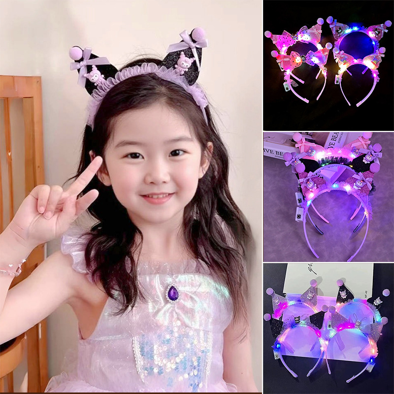 Diadema de Navidad transfronteriza, diadema de corbata de cuernos de ciervo, fiesta de Halloween, tocado de hada de flores, puesto de mercado nocturno, juguetes luminosos