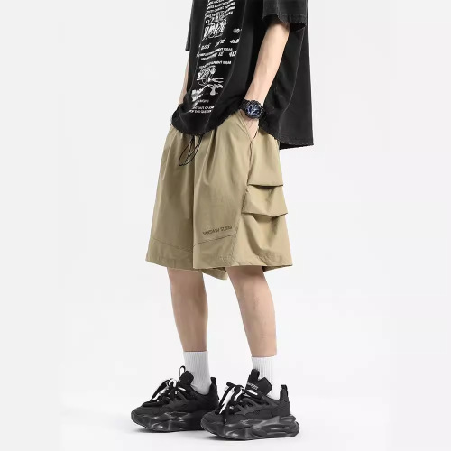 American-style Vibe Quick-Dry Parachute Shorts for Men | Summer Trendy Brand | Loose-Fit Gray Sports Cropped Beach Pants | Casual Assault Trousers