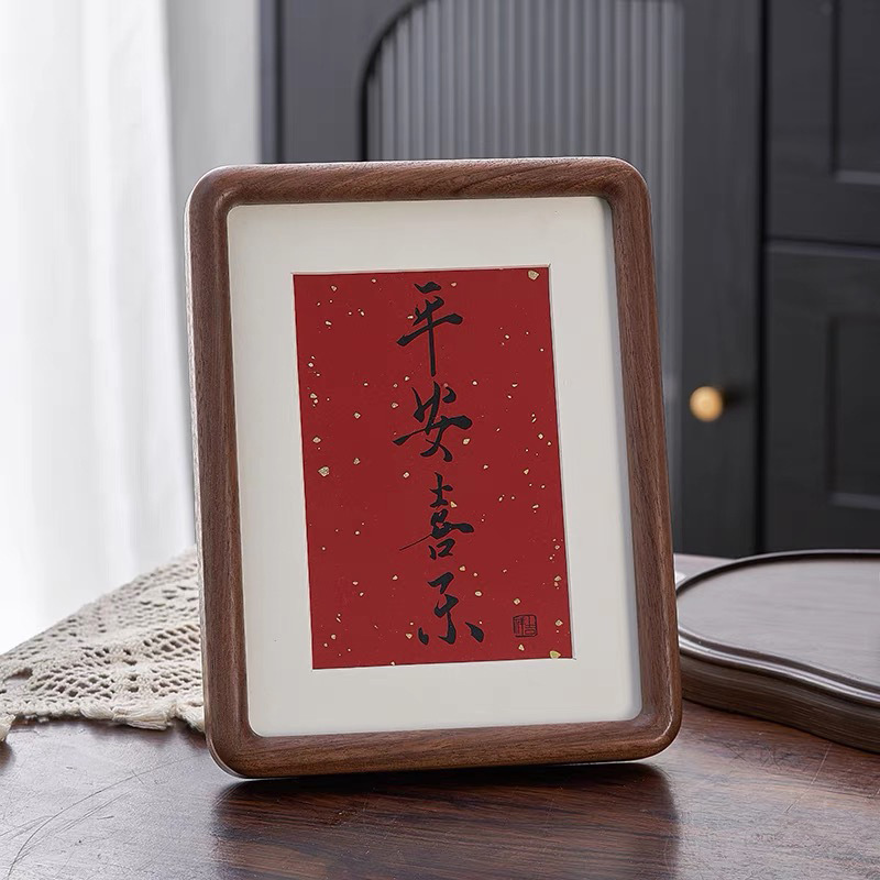 Black walnut mortise and tenon rounded solid wood photo frame 6 inch 8 inch home desktop decoration ornaments a4 wooden photo frame table