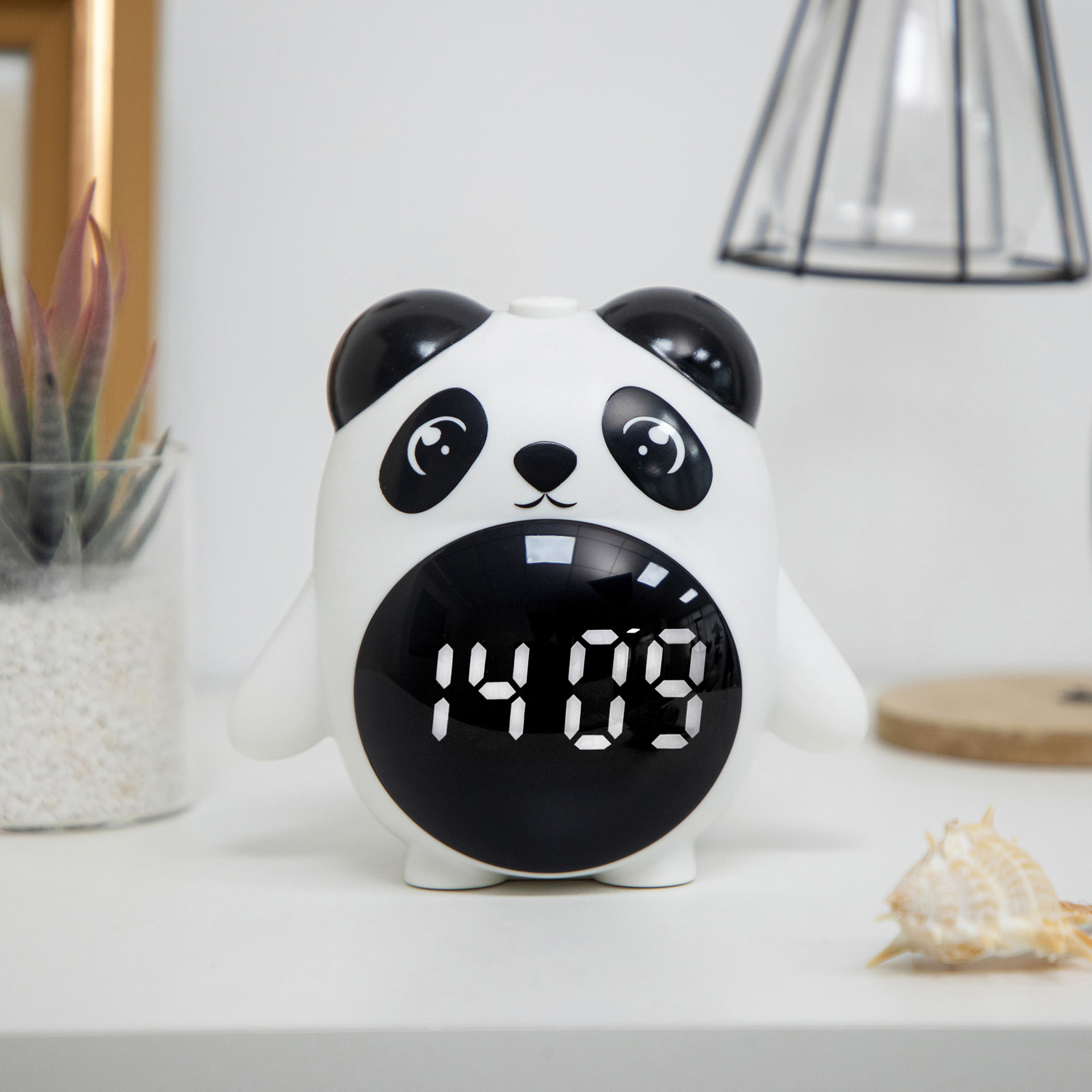 厂家直销熊猫塑料电子闹钟多功能可以当镜子电子钟简约韩版风格