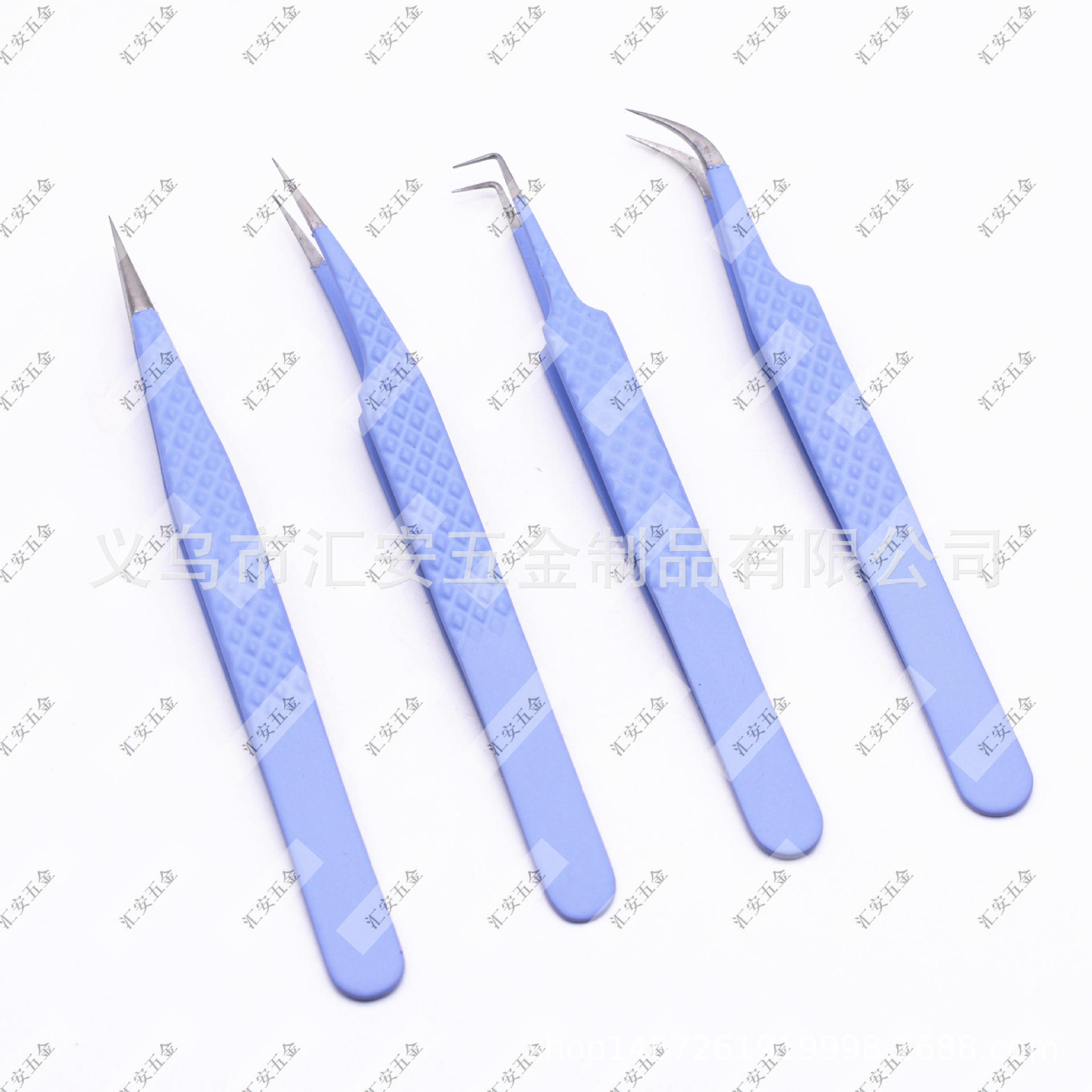 现货供应跨境爆款蓝色嫁接睫毛镊子 纤维头 网纹fiber美睫 镊子