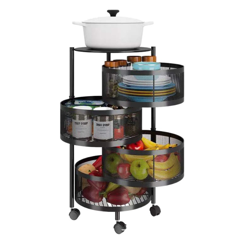 Organizador giratorio de frutas y verduras, estante redondo de varias capas de acero al carbono para cocina