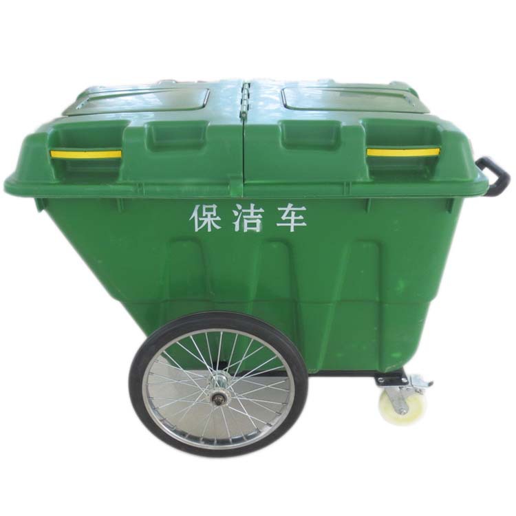 户外手推垃圾车环卫大号塑料保洁车垃圾桶保洁清运车带盖带轮400L