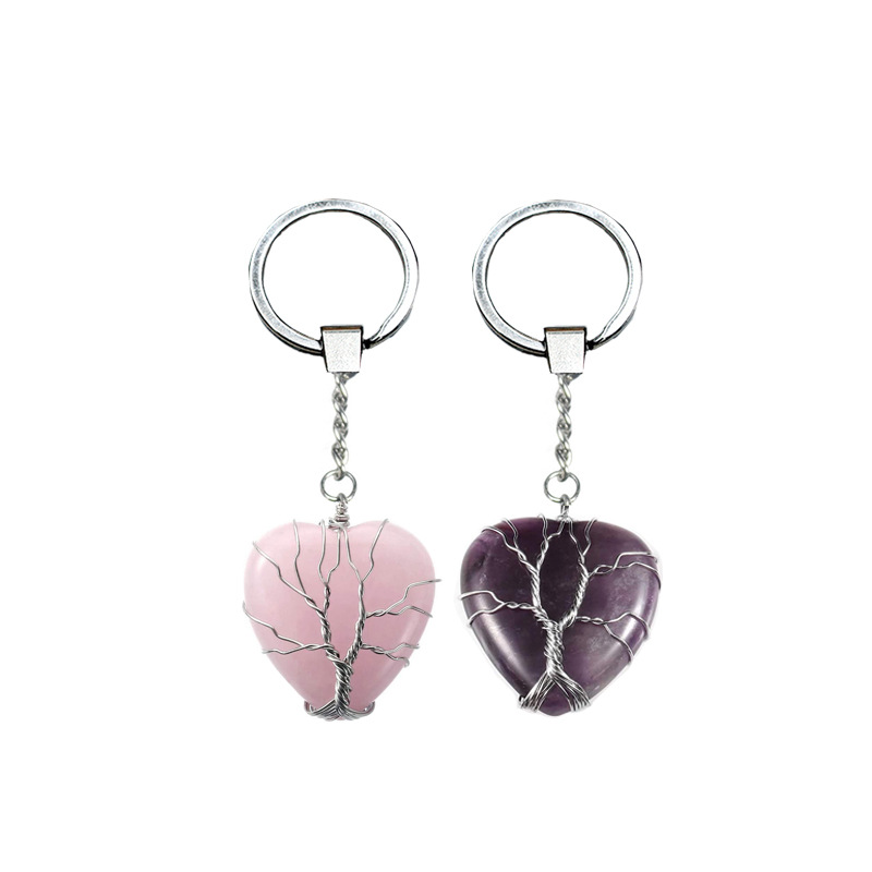 Elegant Classic Style Heart Shape Natural Stone Bag Pendant Keychain display picture 3