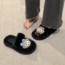卡通爆款毛毛拖外穿女2024秋季新款百搭时尚小众居家软底毛绒潮