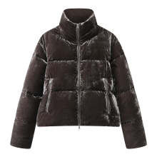 现货2025冬新品简约宽松短款立领丝绒羽绒服外套5PBC10410