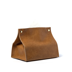 批發創意簡約牛皮紙巾盒家用車載客廳臥室抽紙盒油蠟牛皮燙印logo