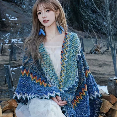 Shawl manufacturers wholesale ethnic knitted cardigan Yunnan Xizang travel cape cape coat
