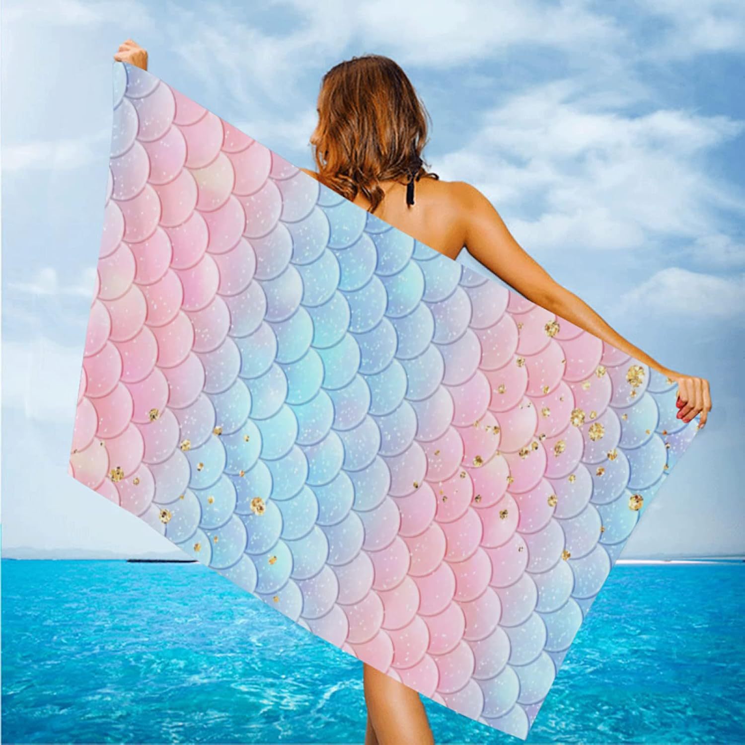 Impresión transfronteriza toallas de playa comercio exterior JIT toallas de microfibra tela toallas de baño de flamenco cola de pescado