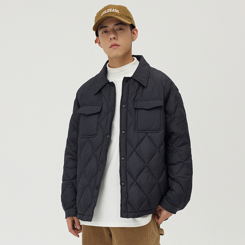 2025 New Men's down Jacket Winter Loose Short Style Turn-Down Collar Fashion Trendy Couple's Top White Duck down Coat for Men