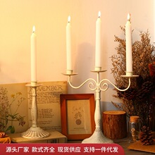 欧式古典铁艺蜡烛台家居餐桌酒柜复古摆件创意酒吧咖啡店装饰摆设