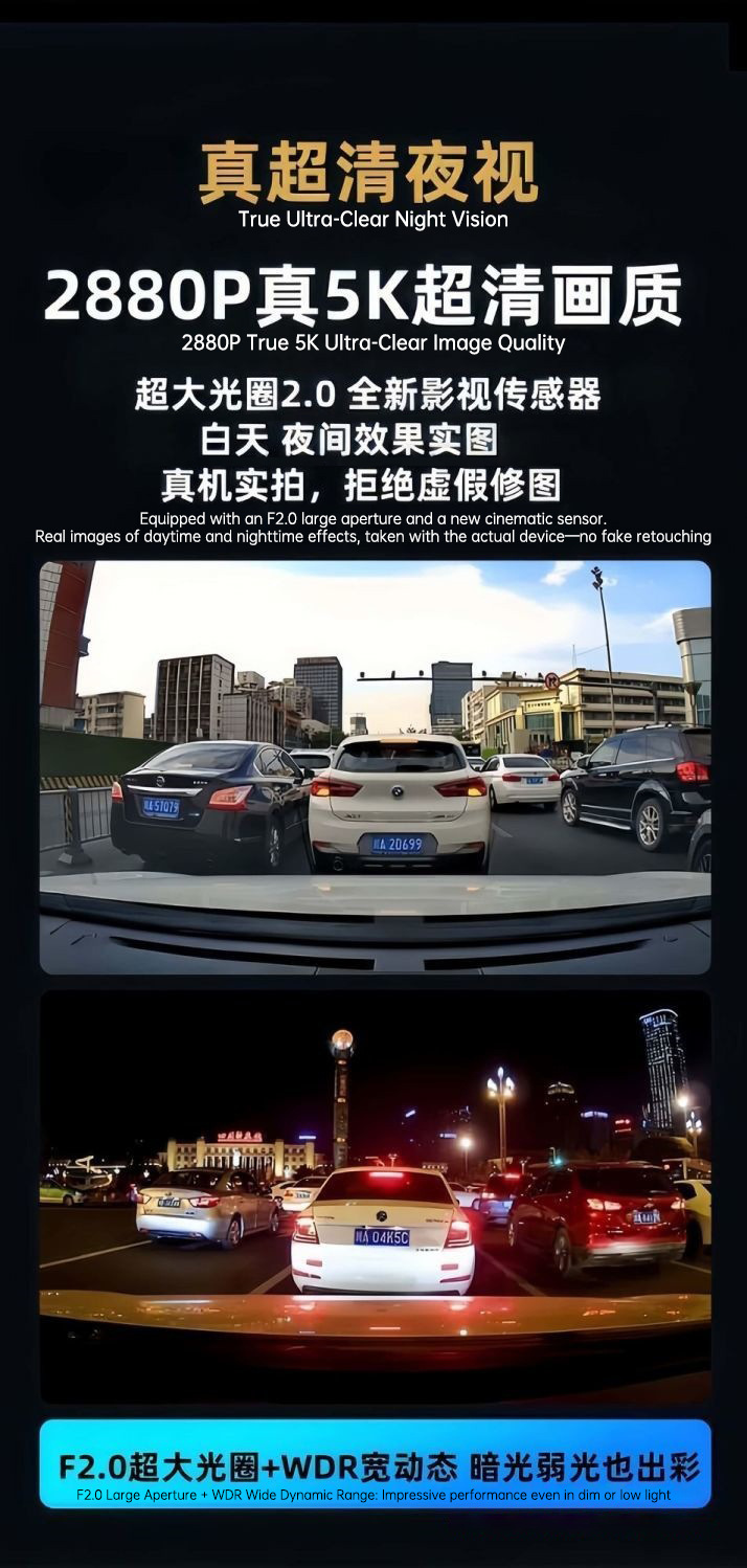 2026 New Model Four-Channel Dashcam 5K Ultra-Clear Voice-Controlled Wifi Panoramic Reversing Image Sentry Mode Wide-Angle