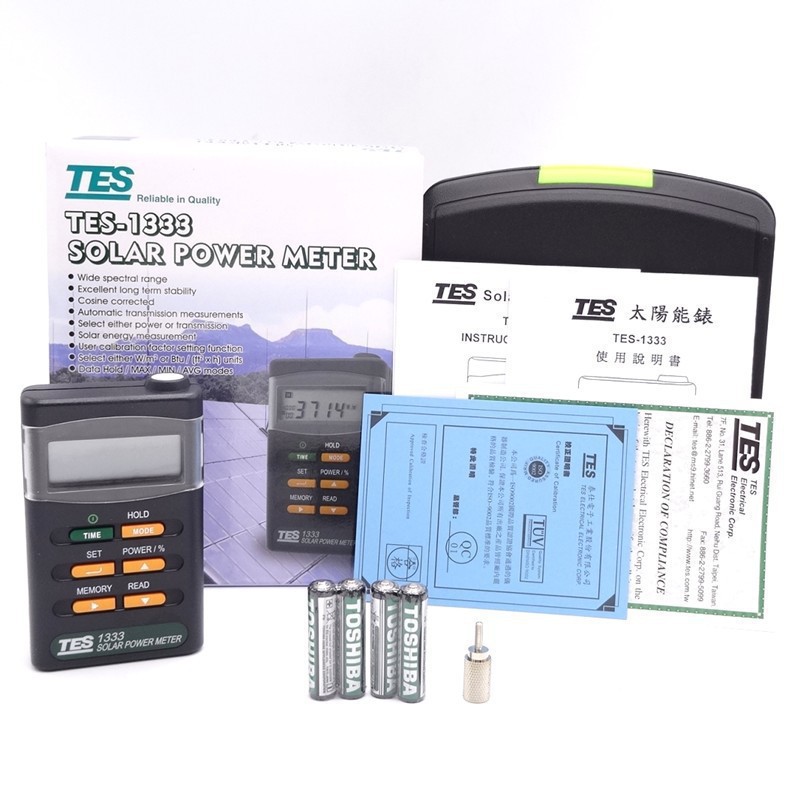 台湾泰仕太阳能功率表TES-1333/1333R太阳光功率计辐射仪仪表