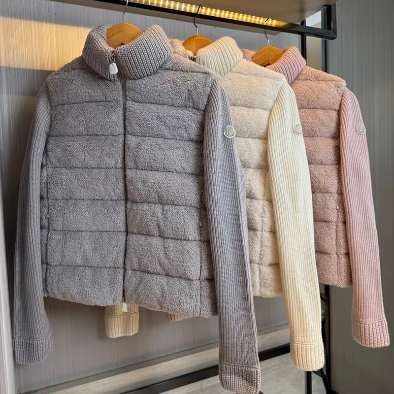 2026 New Model Dujia In-Stock m Brand Internet Celebrity Style Badge Embroidery Wool Patchwork Women's Knitted down Jacket 2026 New Model Dujia In-Stock m Brand Internet Celebrity Style Badge Embroidery Wool Patchwork Women's Knitted down Jacket