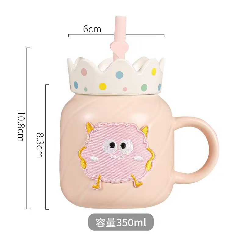 Regalo de cumpleaños Dibujos animados casa niña linda taza de cerámica de alto valor con tapa taza de agua gato cachorro taza de agua