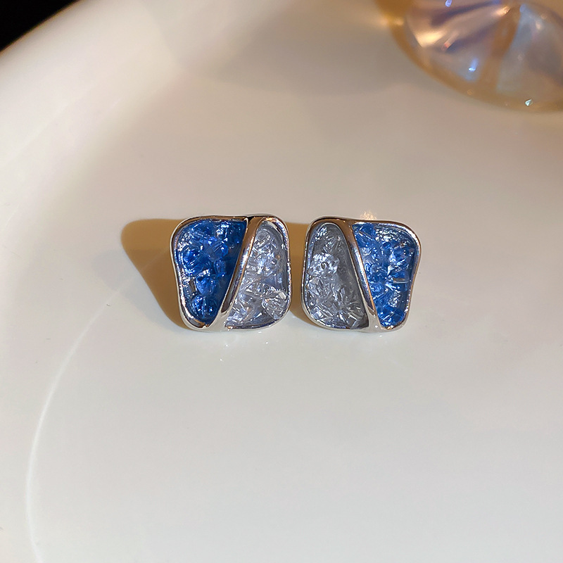 Agujas de plata con diamantes azules mariposa flor aretes de cristal coreanos delicados pequeños pernos frescos de moda para mujeres image 12