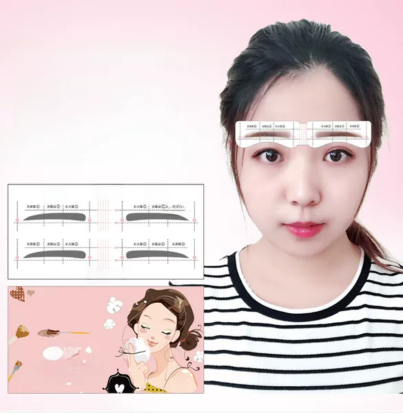 12 eyebrow stickers lazy person thrush card one-word eyebrow makeup tools eyebrow auxiliary set new one-piece eyebrow stickers