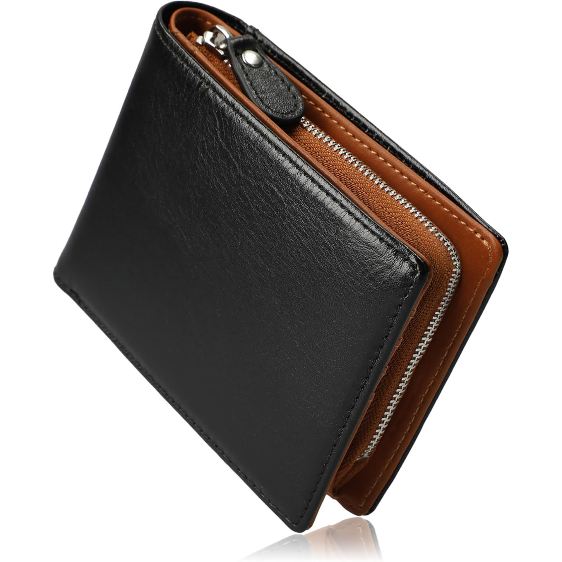 Personalizada japonesa Lotte cartera de negocios para hombres multi-tarjeta billetera con cremallera antirrobo de gran capacidad doble billetera de cuero