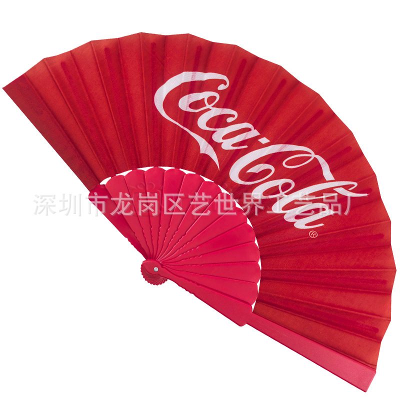 Ventilador de tela personalizado Pantone color auto-selección ventilador plegable portátil negro rojo blanco ventilador de plástico