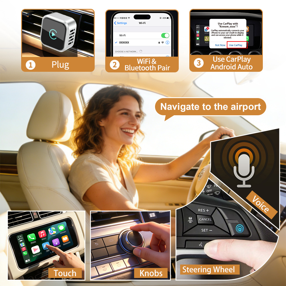 Cross-Border Wireless Carplay Box Private Model Mini Portable Apple Android Auto Smart Car Connectivity Box