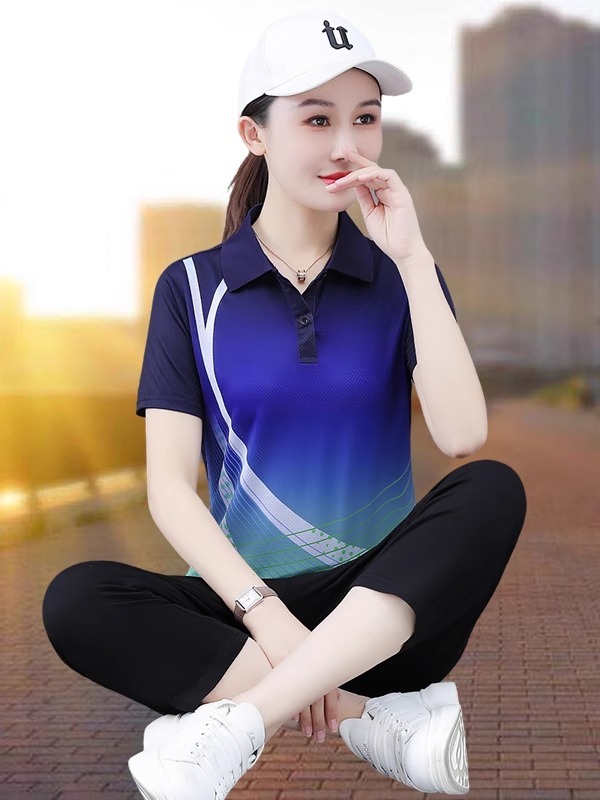 速干运动套装女冰丝2025新款薄款休闲时尚跑步健身服七分裤两件套|undefined