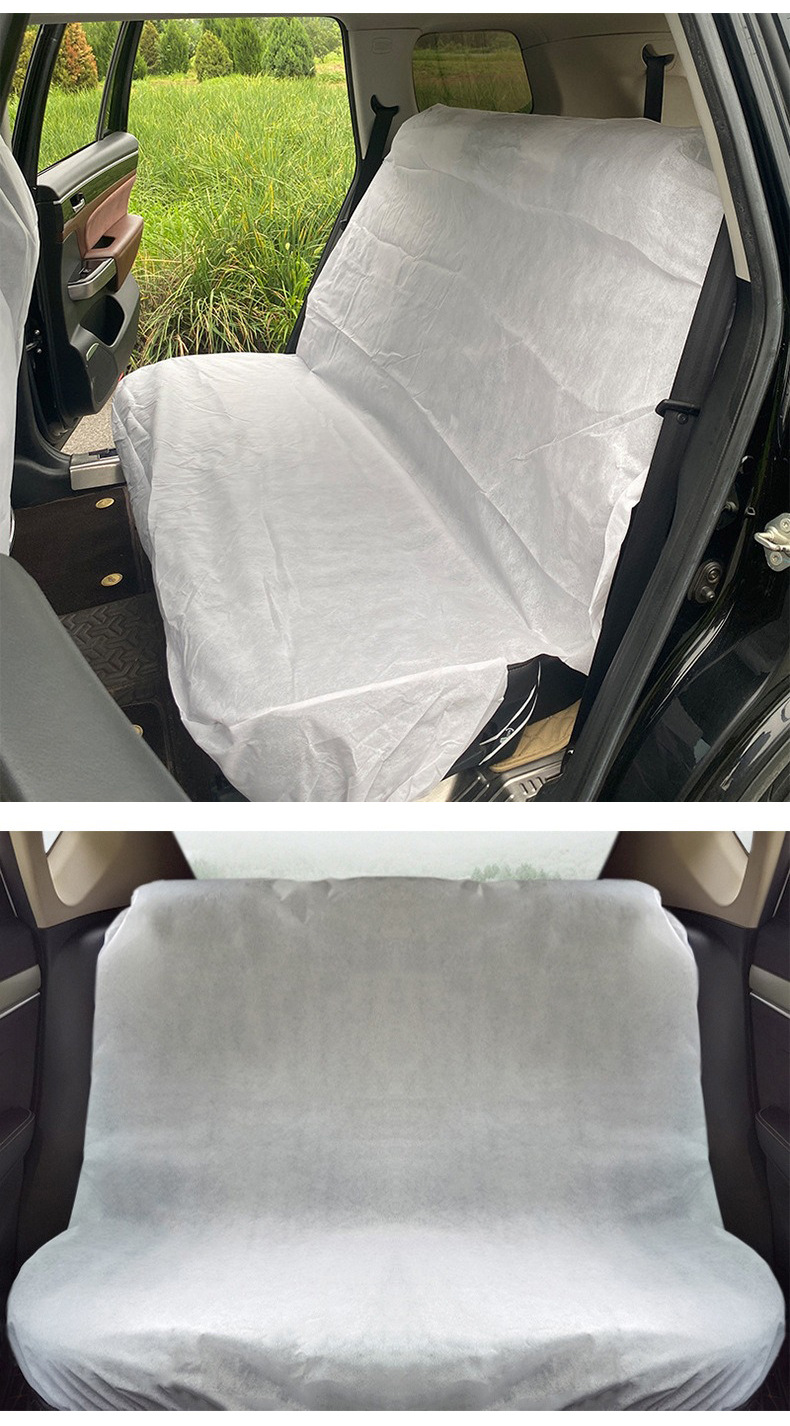 Manufacturer's disposable non-woven fabric three-piece car seat cover set, dustproof, dirt-resistant, thickened protective cover for steering wheel and seats