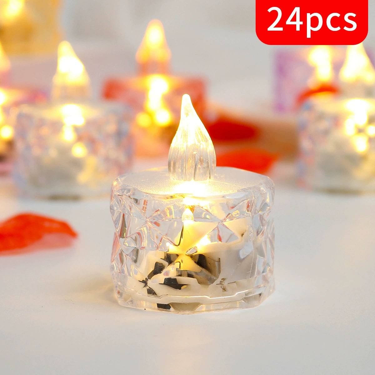 Transparent electronic candle, Christmas night light, 24 items