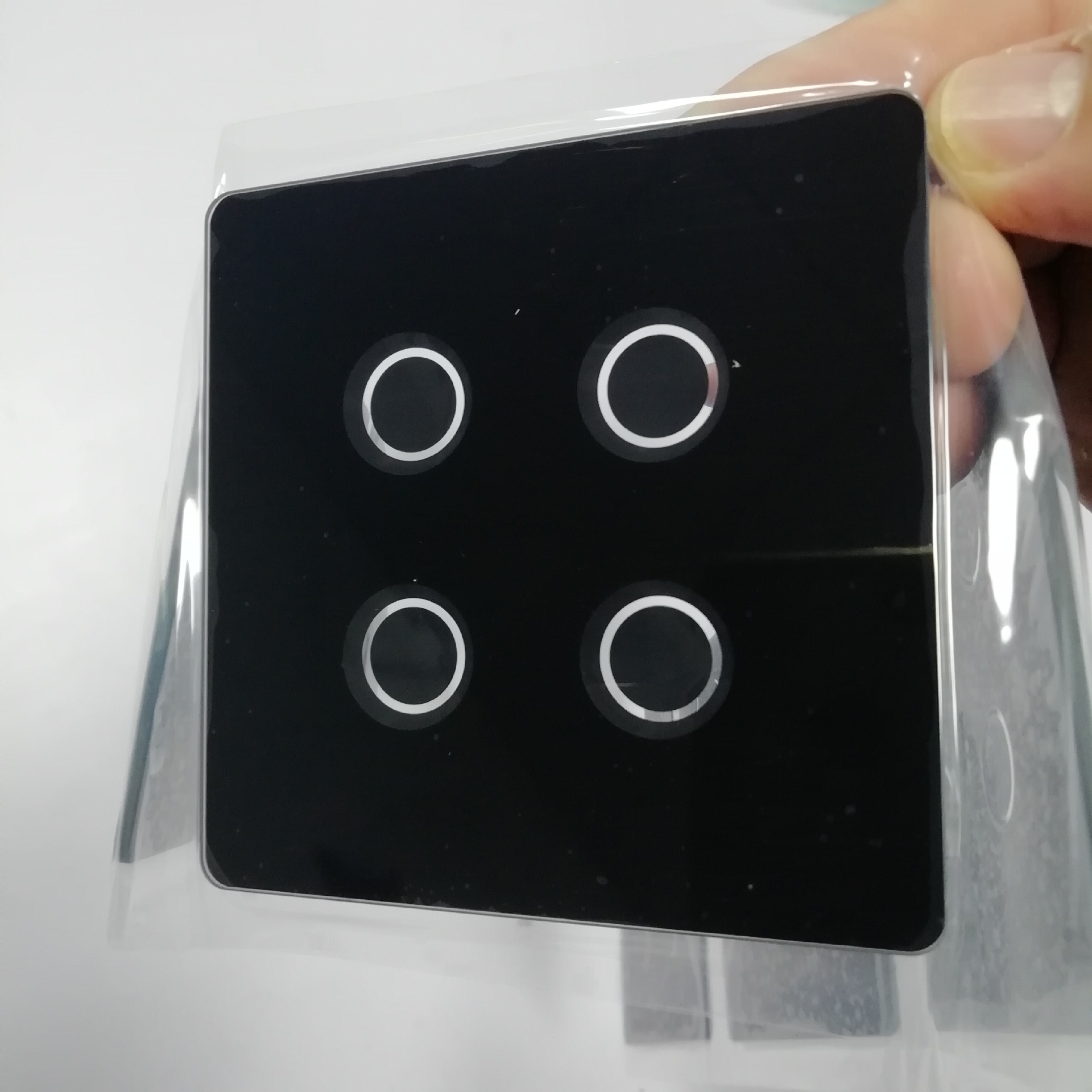 厂家加工凹点盲点触摸开关面板化玻璃钢化玻璃面板四位面板玻璃