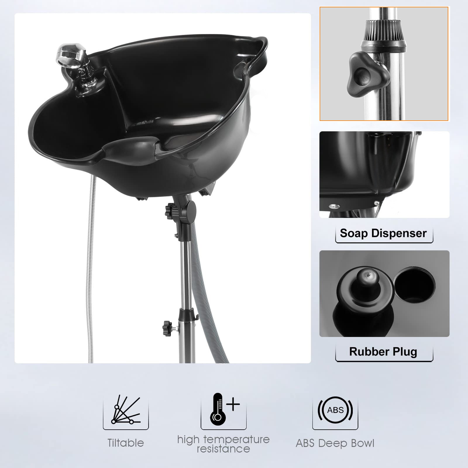 クロスボーダー移動式縦型洗面器美容室床置き調節昇降ヘアサロン洗面器シャワー棚付き