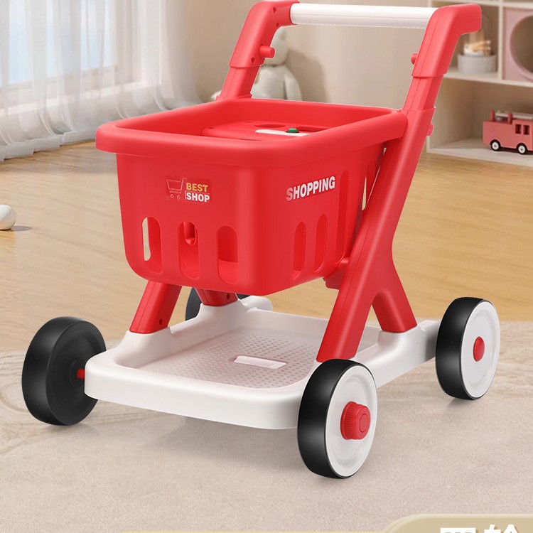 Infant Mini Toy Stroller Shopping Cart Play House Boy and Girl Fruit and Vegetable Cutting Stroller