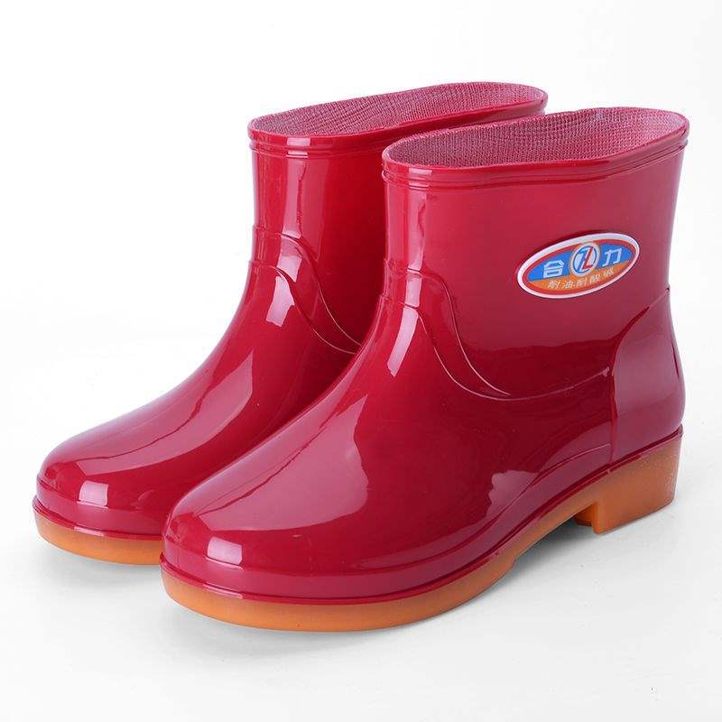 Botas de lluvia de gelatina de tubo alto, botas de lluvia de caramelo de tubo largo antideslizantes para mujer, zapatos de goma de agua, botas de agua de cuatro estaciones para mujer, zapatos de agua para adultos para mujer