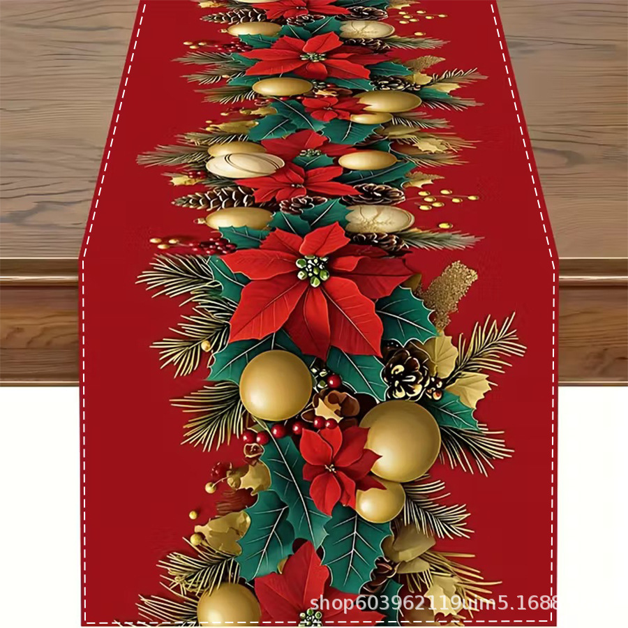 Amazon transfronterizo nueva bandera de la mesa de Navidad fábrica directa invierno muñeco de nieve Santa estampado almohadilla de mesa