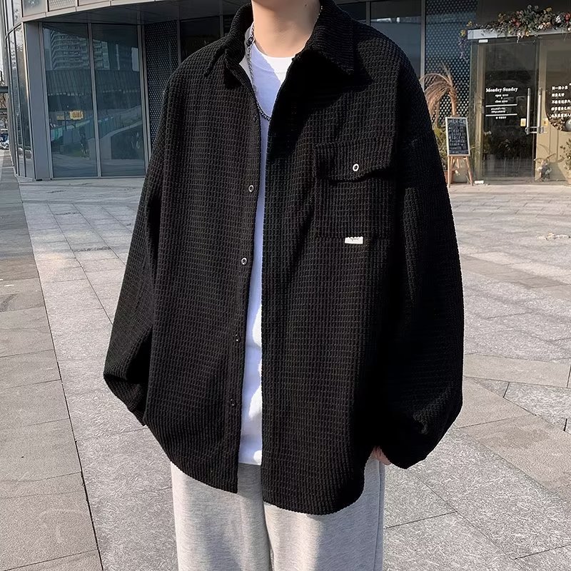 Estilo japonés Harajuku 2024 primavera y otoño abrigo guapo hombre ins marca de moda callejera estilo de Hong Kong chaqueta suelta de tendencia coreana
