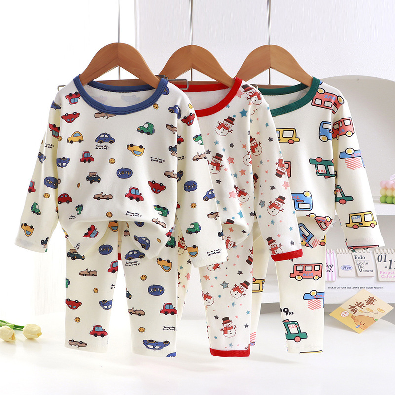 Children's Christmas Home Clothes, Boys' Pajamas, Girls' Velvet Thermal Intimates, Autumn Clothes and Long Pants Sets, Kidsren's Clothing Wholesale