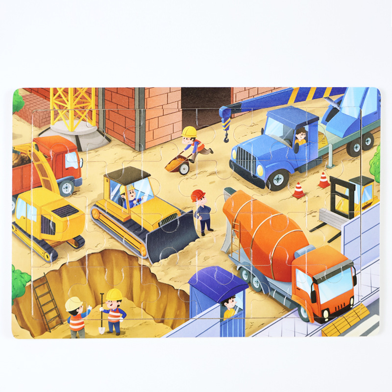 Madera 24 piezas de dibujos animados dinosaurios puzzle de madera plano juguetes de inteligencia infantil