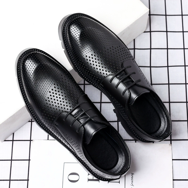 Внутренняя высота с увеличением 10 см из воловьей кожи, пригородная повседневная мужская обувь, свадебные туфли, деловая полая кожаная обувь 8 см, Мужская цельная доставка