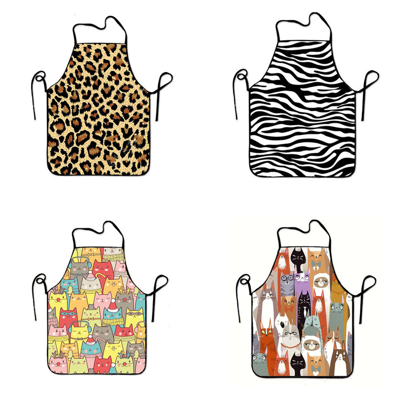 Animal print pattern kitchen cooking apron waterproof barrier dirty gardening catering barista work clothes apron